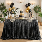 SoarDream Black Sequin Tablecloth 90"x156" Party Glitter Table Cloth by SoarDream