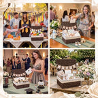 Gerrii Wedding Party Decoration 12 x 9.4 x 5.3 in Large Wicker Storage Basket with Lid Wedding Card Box and Card Banner Set Money Envelope Box Gift for Baby Shower Favor Supplies(Coffee) - Image 3
