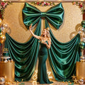 Big Hunter Green Bow Backdrop Party Decorations Green Bow Decor 48x24x120 Inches Giant Bow Birthday Party Backdrop for Wedding Baby Shower Bridal Shower Photography Coquette Room Decor by Tao-GePartyDecorations