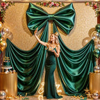 Big Hunter Green Bow Backdrop Party Decorations Green Bow Decor 48x24x120 Inches Giant Bow Birthday Party Backdrop for Wedding Baby Shower Bridal Shower Photography Coquette Room Decor by Tao-GePartyDecorations