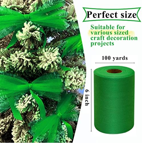 Tulle Fabric Rolls, 3 Pcs, 6 Inch by 100 Yards (300 feet) Fabric Spool Tulle Ribbon (Purple, Orange, Emerald Green) - Image 2