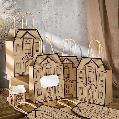 Colarr 50 Pcs House Shaped Gift Bag Real Estate Agent Supplies, Brown - Image 2