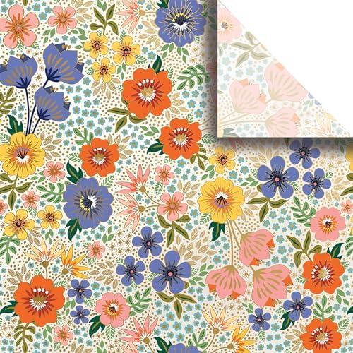 Jillson Roberts Printed Unfolded Gift Tissue 20" x 30", Golden Floral (240 Sheets) by JILLSONROBERTS