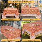Ridhi Bubblegum Pink Block Print Cotton Rectangle Table Cloth, 60x102 inch - Image 5