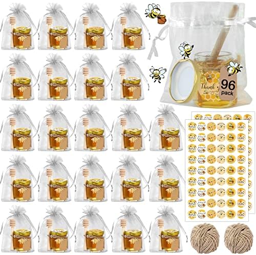Aliggbent 96 Pack Mini Honey Jars, 1.5oz Hexagon Glass with Dippers by AliggbentGoodChoice