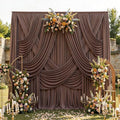 50ftx15ft Brown Backdrop Curtains for Parties, Wrinkle Free Polyester Brown Photo Backdrop Drapes 10 Panels 15 ft Long Back Drop Cloth for Wedding Birthday Photography Background Party by Htper