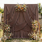 50ftx15ft Brown Backdrop Curtains for Parties, Wrinkle Free Polyester Brown Photo Backdrop Drapes 10 Panels 15 ft Long Back Drop Cloth for Wedding Birthday Photography Background Party by Htper