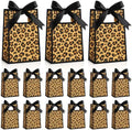 AmazingSpark 50 Pcs Leopard Print Mini Gift Bags Bulk 6.3 x 3.9 x 2.8 Inch Cheetah Small Gift Bags with Handles and Ribbon Bows for Wedding Birthday Bridal Baby Shower Party Favors(Brown Black) by Unknown
