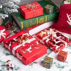 WRAPAHOLIC 30 Inch Jumbo Reversible Red Christmas Wrapping Paper - 30 Inch x 100 Feet Jumbo Roll Reindeer Wrapping Paper and Solid Red Design with Metallic Foil Shine for Christmas, Holiday, Party - Image 6