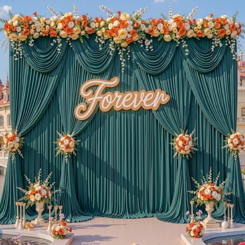 30x12ft Hunter Green Backdrop Curtains for Parties Wrinkle Free Fabric Backdrop Curtain Birthday Photo Drapes Backdrop for Wedding Baby Shower Bridal Shower Photography Back Drop 6 Panels 5x12FT - Image 4