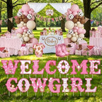 Sliner 15 Pcs Welcome Cowgirl Baby Shower Decoration 15 Inch Pink Yard Signs with Stakes Large Lawn Sign for Gender Reveal Newborn Welcome Home Outdoor Party Decoration - Image 4