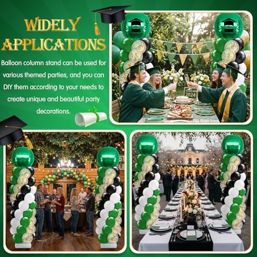 2 Sets Green Black White Balloon Column Stand Kit, Adjustable Floor Balloon Tower with Foil & Latex Balloons, DIY Party Decorations for Birthday Baby Shower Jungle Safari Sports Anniversary - Image 6