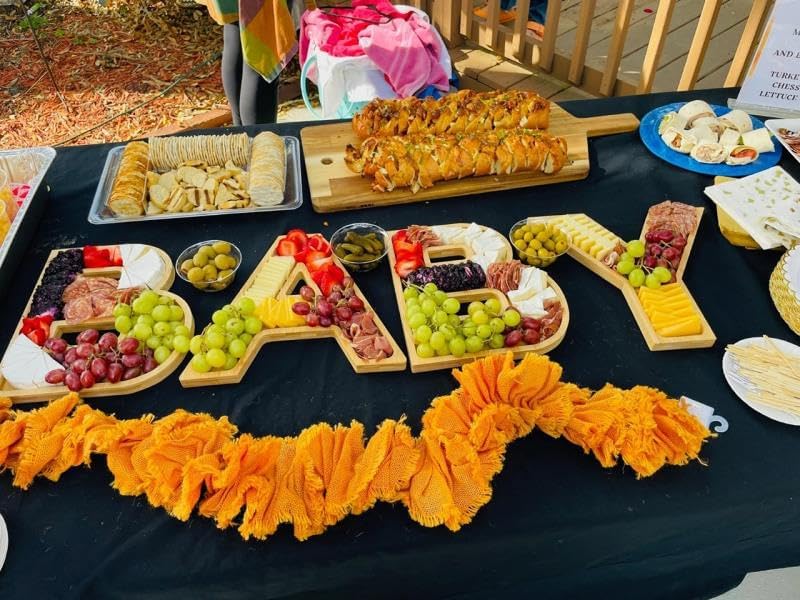 15.8" Fillable Charcuterie Trays, 4 Pack Larger Bamboo Charcuterie Boards for Baby Shower, Wooden Serving Trays for Fruit Cheese Platter Vegetable Food Dish Plates, Baby Birthday Party Table Decor - Image 5