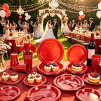 Red Plastic Party Plates 50 Guest Disposable Red Dinnerware for Birthday - Image 6