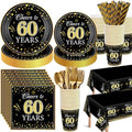 Funnymoom 452 Pcs 60th Anniversary Party Decorations, Cheers to 60 Years Paper Plates Napkins Cups Tablecloth Cutlery Straws Disposable Tableware Set for 60th Birthday Party Supplies for 50 Guests by Funnymoom