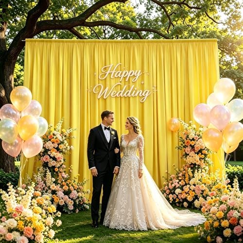 Gallety Yellow Backdrop Curtain for Wedding, Polyester Photography Backdrops Curtains - 20FT x 10FT Photobooth Backdrop Curtains for Celebration,Birthday, Outdoor Activities,Graduation Decorations - Image 6