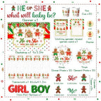 Christmas Gingerbread Gender Reveal Decorations Red Green Christmas Gender Reveal Paper Plates Napkin Tablecloth Balloons Boxes Tablecloth Backdrop Cake Topper for Xmas Baby Shower Party Decor - Image 3
