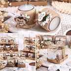 Retisee Wedding Candle Favors Wood Tealight Candle Holder, 12 Pcs - Image 4