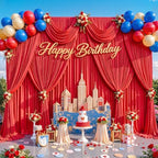 20x10ft Red Backdrop Curtains for Parties Photo Wrinkle Free Polyester Photoshoot Curtains Drapes Backdrop for Baby Shower Wedding Birthday Party Graduation Photography Background 4 Panels 5x10FT - Image 3