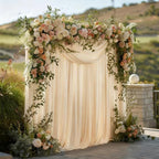 Gallety Warm Ivory Backdrop Curtain for Wedding, Photo Backdrop Curtain for Bridal Shower Decorations - 10 x 10FT Ivory Backdrop Fabric with Rod Pockets for Celebration,Birthday Party,Graduations by Creativepartyuniquedecorat