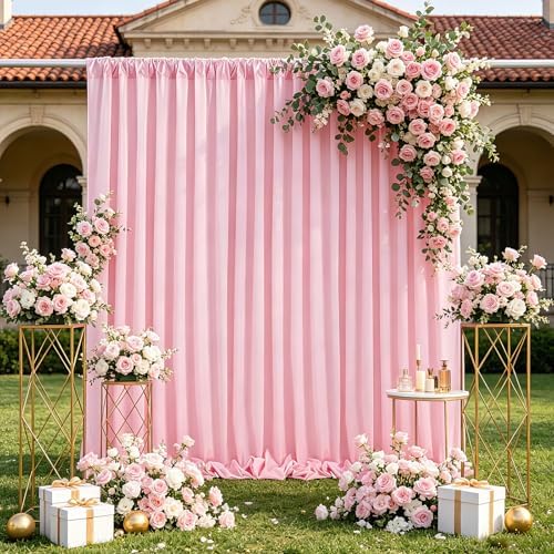 Pink Backdrop Curtains 30ftx10ft Birthday Polyester Photo Drapes - Image 2