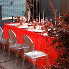 Mixweer 6 Pcs Assorted Color Plastic Table Skirts 14ft x 29in Neon Party Desk Curtain Skirt for Rectangle Round Table Cloth Teacher Desk Wedding Banquet Dinning Pleated disposable Ruffled - Image 5