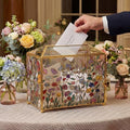 Patelai Floral Stained 12.6 Inch Large Wedding Glass Card Box with Slot by Patelai