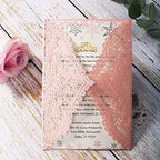 5.12 x7.28 inch 50PCS Pink Blank Laser Cut Hollow Lace Wedding Invitations with Envelopes & Pearl Bowknot Quinceanera Invitation Cards for Wedding Invite - Image 5