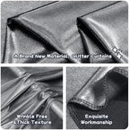20ftx10ft Black Silver Glitter Sequin Backdrop Curtain for Parties, Wrinkle Free Sparking Backdrop Drapes, 4 Panels 5x10ft Shimmer Photo Back Drop Cloth for Wedding Birthday Photography - Image 3