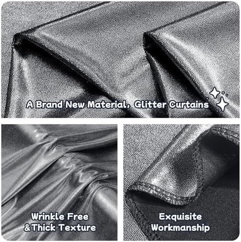10ftx10ft Black Silver Glitter Sequin Backdrop Curtain for Parties, Wrinkle Free Sparking Backdrop Drapes, 2 Panels 5x10ft Shimmer Photo Back Drop Cloth for Wedding Birthday Photography - Image 3