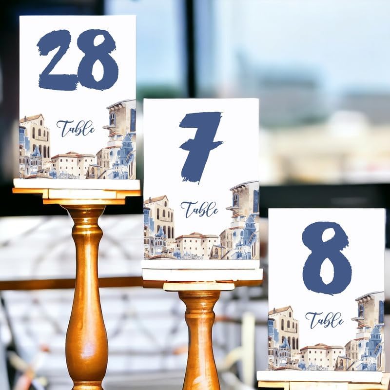 City Europe Wedding Table Number Cardss 1-100 Double Sided For Reception Event Party Baby Shower Birthday 4x6 - Image 3
