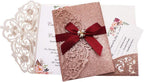 25Pcs Tri-Fold Glitter Wedding Invitations with RSVP Cards and Envelopes by AdasBridal