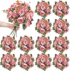 12 Bundles Peonies Artificial Flowers & Pack of 8 Baby Shower Centerpieces for Tables - Image 2