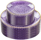Rubtlamp 60Pcs Clear Purple Gold Plastic Plates, Purple Disposable Plates With Gold Rim, Hammered Plastic Plates Include 30 Clear Dessert Plates, 30 Dinner Plates for Party by Rubtlamp