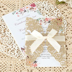 50Pcs Laser Cut Invitations with Envelopes and RSVP Cards Gold Glitter - Image 7