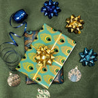 WRAPAHOLIC 30 Inch Peacock Christmas Wrapping Paper Roll - Jumbo Roll Green Peacock Elements Patterns with Metallic Foil Shine - 4 Rolls - 30 Inch x 120 Inch Per Roll - Image 4