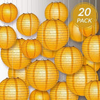 Quasimoon PaperLanternStore.com Ultimate 20-Piece Papaya Paper Lantern Party Pack - Assorted Sizes of 6, 8, 10, 12 Inch (5 Round Lanterns Each) for Weddings, Birthday, Events and Decor - Image 2