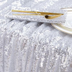 QueenDream Silver Sequin Tablecloth 90x90 Inch Gillter Table Cloth for Birthday Wedding Home Party Decorations - Image 3
