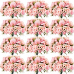 Tigeen 24 Bundles Peonies Artificial Flowers Faux Roses, Pink by Tigeen