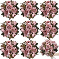 Peonies Artificial Flowers - 8 Bundles, Pink by TOBILU
