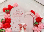 A Berry Sweet Baby is on The Way Theme Arched Backdrop Covers Pink Stretchy Arch Stand Cover for Baby Shower Girls Birthday Party Decoration Props (No Stand!) - Image 4