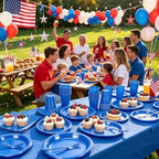 100 Guests Blue Plastic Plates and Napkins Party Supplies for Birthday - Image 5