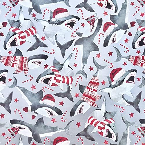 Jillson Roberts Kids Christmas Wrapping Paper Roll Bundle (25 sq ft per roll, 100 Total Sq Ft) Out for Delivery, Bright Santa, Christmas Cats in Cars, Christmas Shark, 4 Pack - Image 6