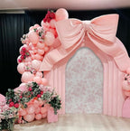 Light Pink Bloom Flower Arched Backdrop Covers Double-Sided Stretchy Arch Stand Cover for Girls Birthday Baby Shower Baptism Party Decoration Supplies(No Stand!) - Image 4