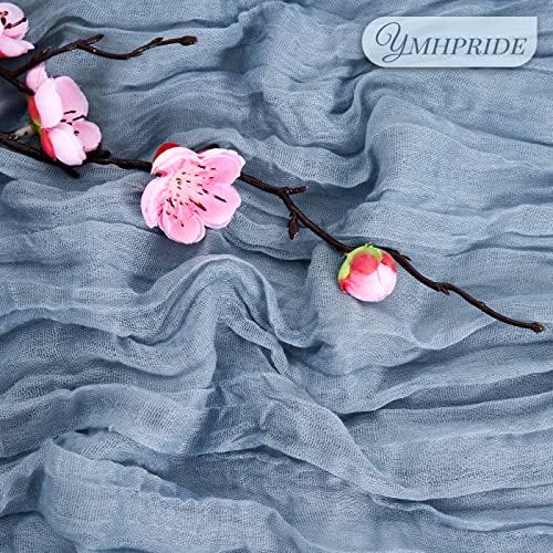 YMHPRIDE 12 Pack Cheesecloth Table Runner 35x120in Dusty Blue Table Runner - Image 3