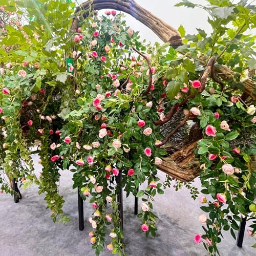 2PCS x 6FT Rose Garland Artificial Flower Vine for Home Decor, Pink - Image 6