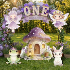 5PCS Purple Fairy First Birthday Decorations, Magical Woodland Cardboard Cutouts Corrugated Plastic Yard Signs Enchanted Garden Themed Party Supplies Princess Baby Shower Photo Props - Image 2