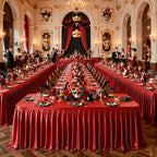1 Pack Red Satin Tablecloths Rectangle 6FT, Glitter Spandex Fitted Stretch Table Covers Wrinkle-Free Floor Length Shimmer Table Skirt for Weddings Parties Baby Shower Banquets Vendor Events - Image 7