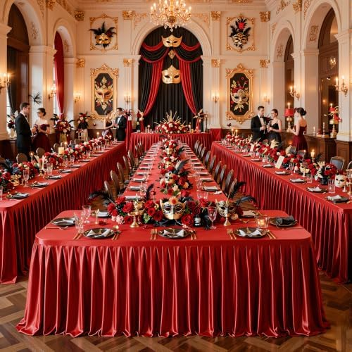 1 Pack Red Satin Tablecloths Rectangle 6FT, Glitter Spandex Fitted Stretch Table Covers Wrinkle-Free Floor Length Shimmer Table Skirt for Weddings Parties Baby Shower Banquets Vendor Events - Image 7