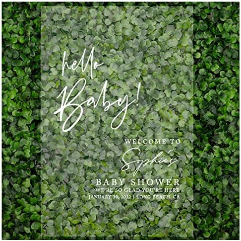 Andaz Press Custom Large Baby Welcome Sign, 16" x 24", Script Hello Baby! Personalized Acrylic Gender-Neutral Sign for Sprinkle, Fall Shower Decorations by AndazPress
